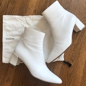 Vince Lanica white leather zip up boots 9